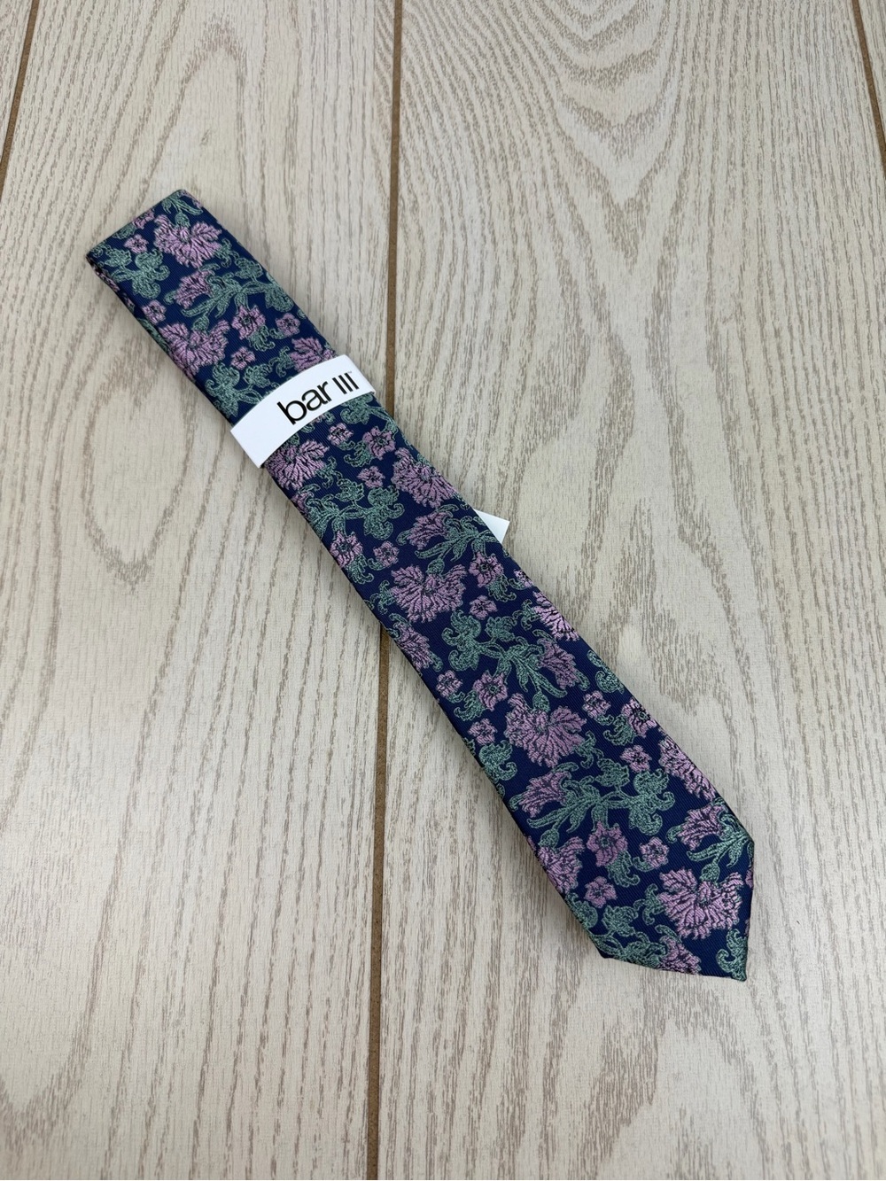 747 Bar III Men's Tie Cloak Floral 640 Rose Navy Blue $55 Polyester Skinny Slim